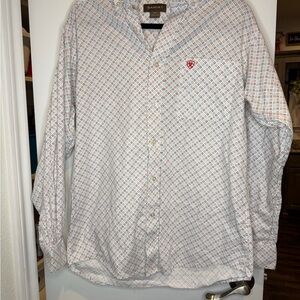 Ariat White and Red Patterned Men's Shirt